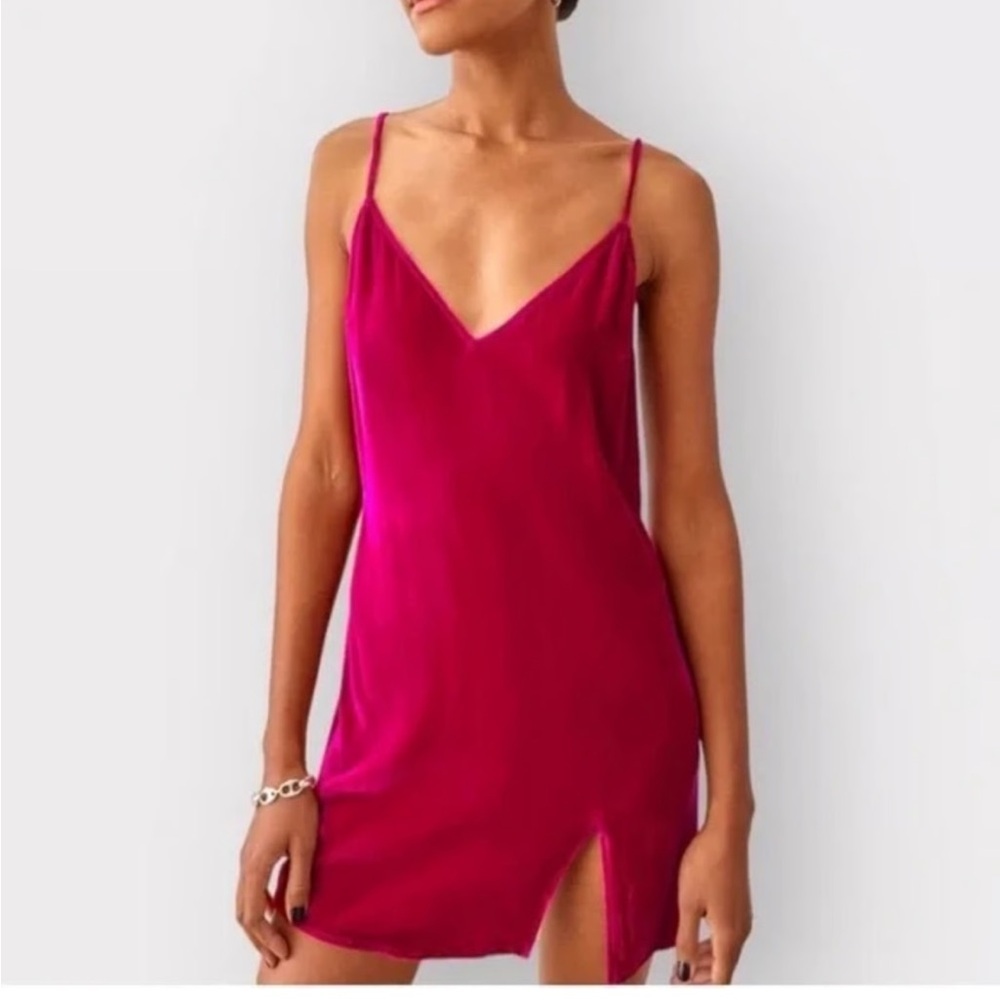 Reformation Fuchsia Slip Mini Dress